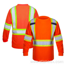 Custom Breathable Ansi Class-2 Long Sleeve Safety Shirt